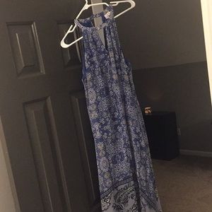 blue maxi high low dress